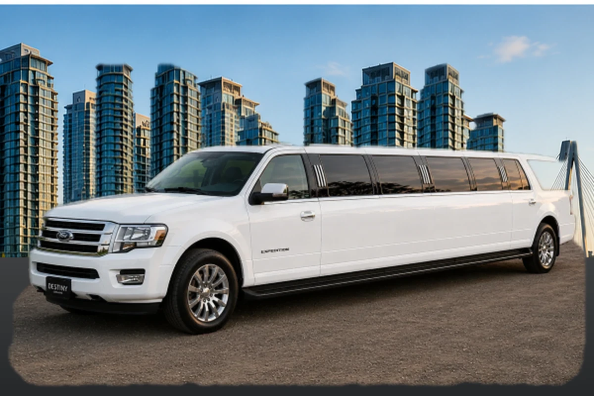 White Ford Expedition stretch SUV limousine serving Surrey